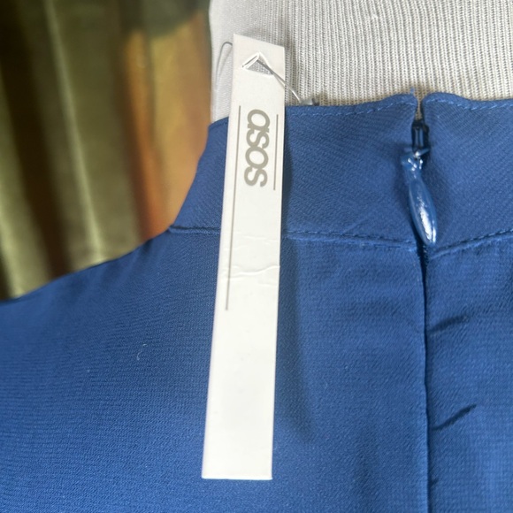 NWT ASOS Royal Blue Embroidered Pleated Midi Dress - Picture 6 of 6